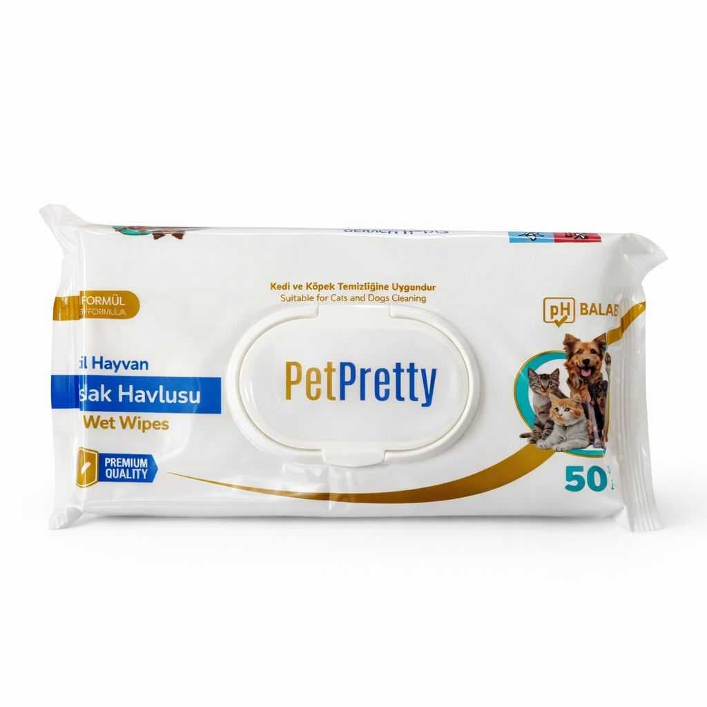 Petpretty Premium 50'li Kedi ve Köpek Islak Havlu
