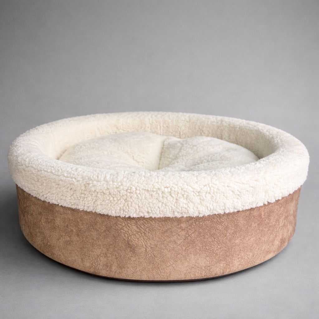 Petpretty Special Bej Peluş Simit Kedi ve Küçük Irk Köpek Yatağı 50x50x15 cm