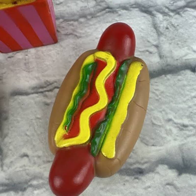 Sesli Hot Dog Figürlü Dayanıklı Vinil Köpek Oyuncağı