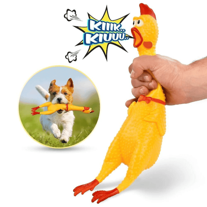 Sesli Horoz Köpek Oyuncağı - 30 cm Öten Sarı Tavuk (Sıkmalı Oyuncak)