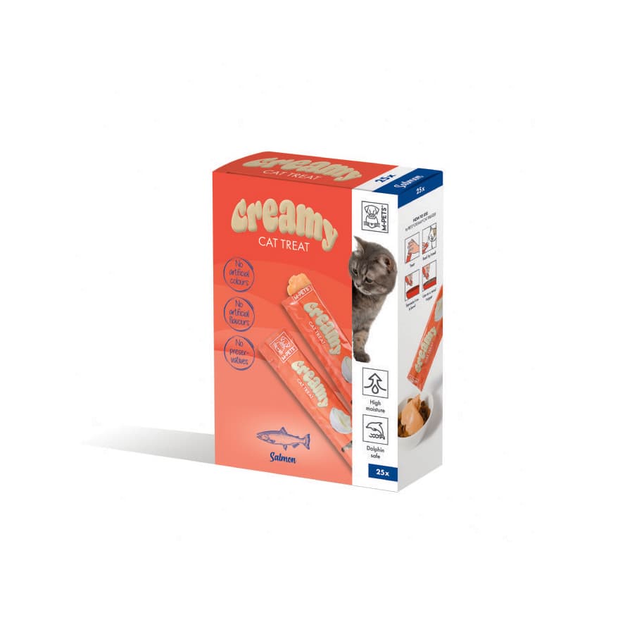 M-Pets Creamy Somon ve Tavuklu Sıvı Kedi Ödül Maması - 25 x 15 gr