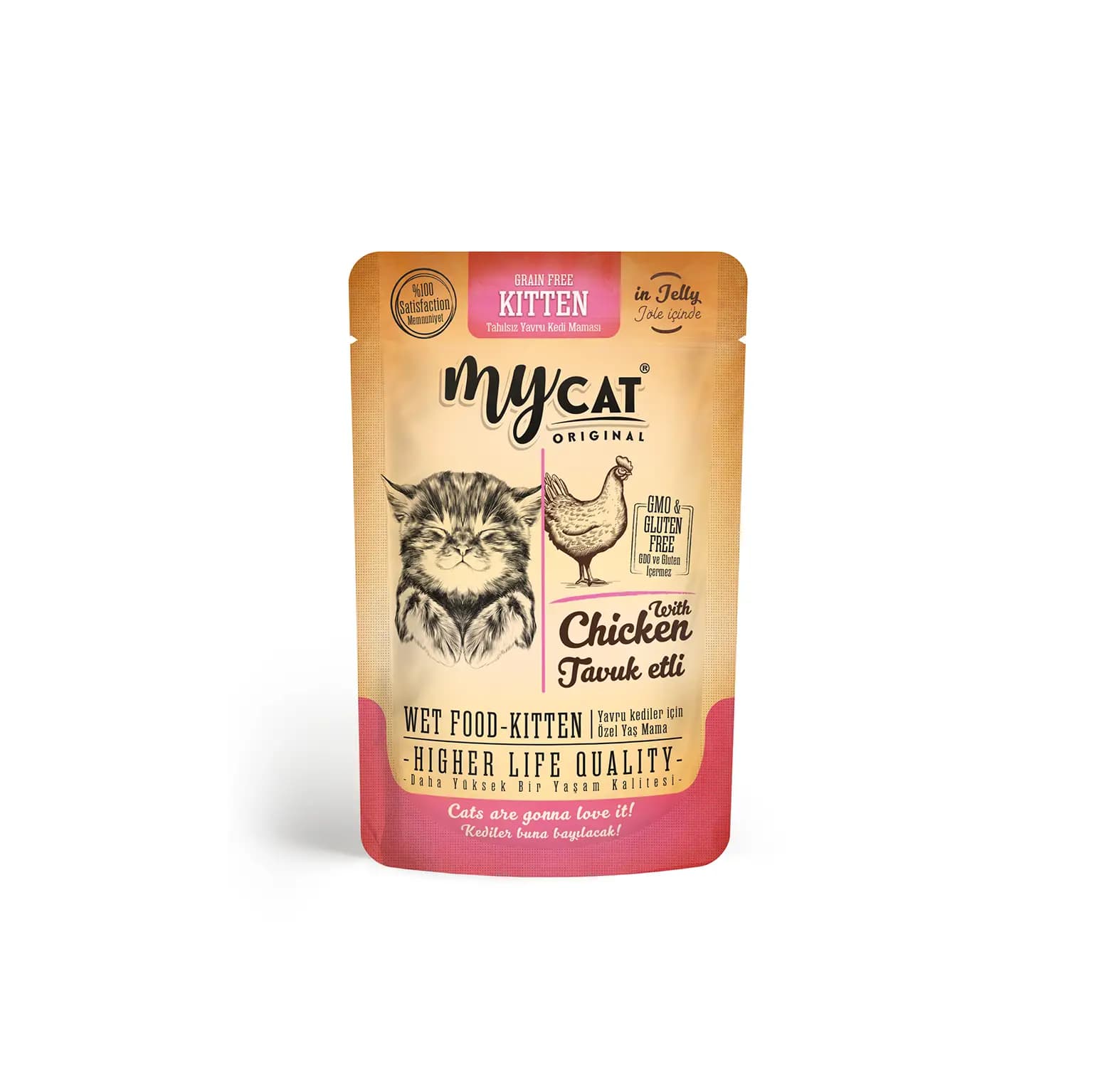 MyCat Original Grain Free Tavuk Etli Yavru Kedi Konservesi (Jöleli Pouch) - 85 gr