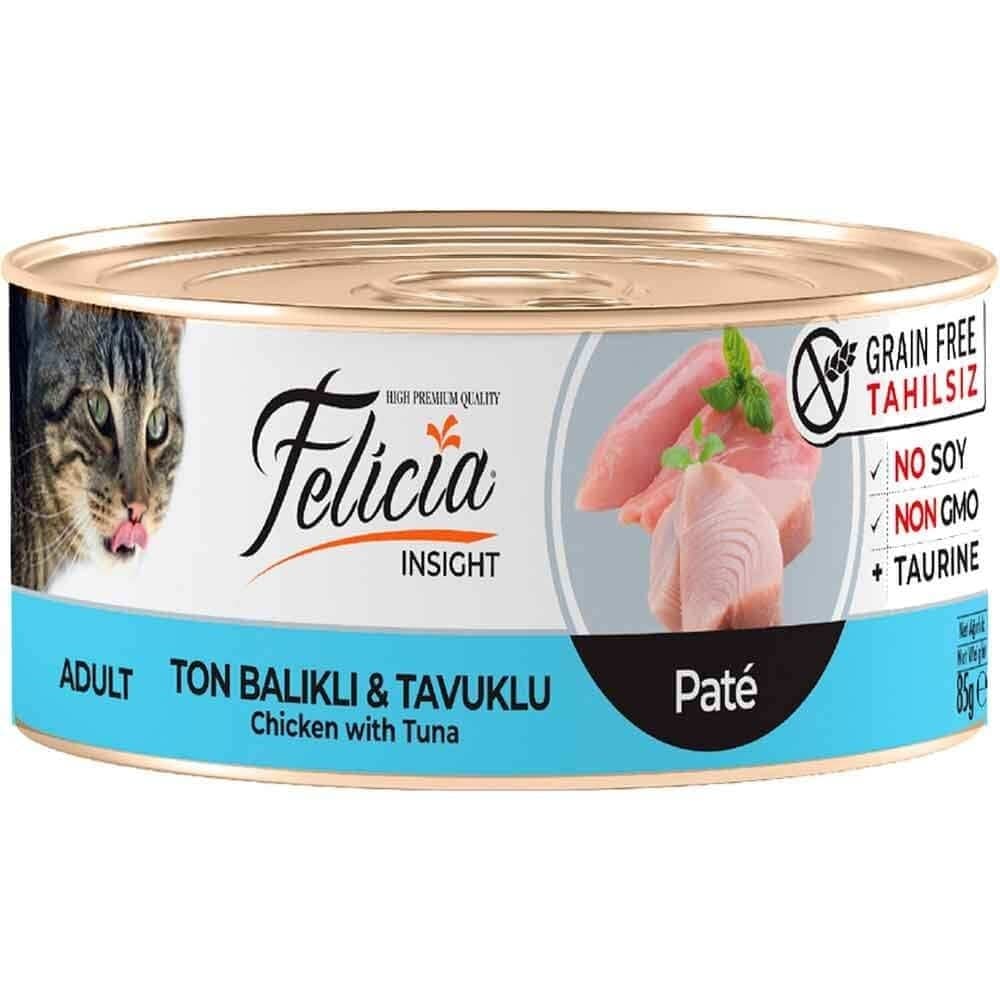 Felicia Tahılsız Ton Balıklı Tavuklu Kıyılmış Yaş Kedi Maması 85 gr