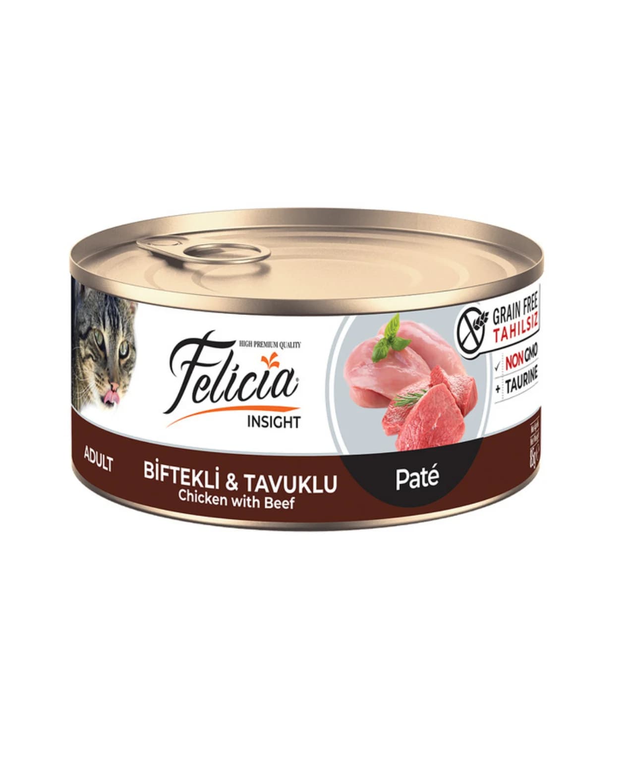 Felicia Tahılsız Biftekli ve Tavuklu Kıyılmış Yaş Kedi Maması 85 gr