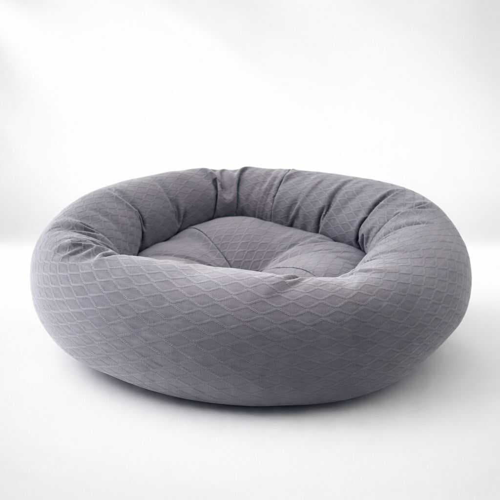 Petpretty Eko Silikon Elyaf Gri Kedi ve Köpek Simit Yatak 50 cm