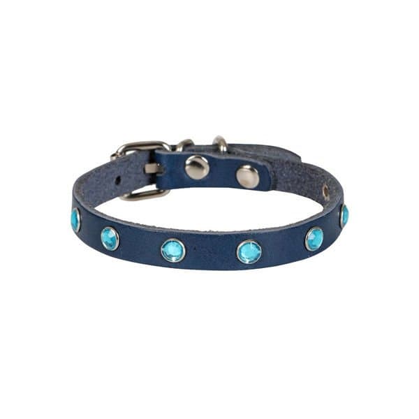 Cattie Royal Mavi Taşlı Gerçek Deri Kedi Boyun Tasması Medium (1x20-23 cm)