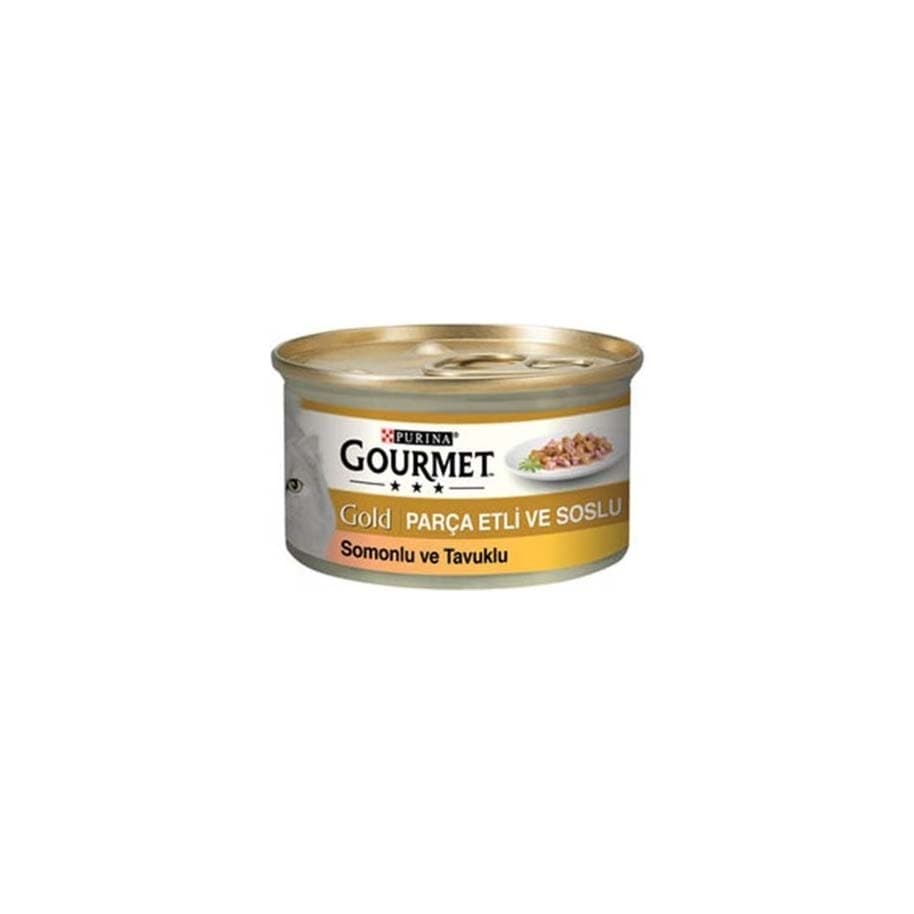 Purina Gourmet Gold Parça Etli Soslu Tavuklu ve Somonlu Kedi Yaş Maması 85 gr