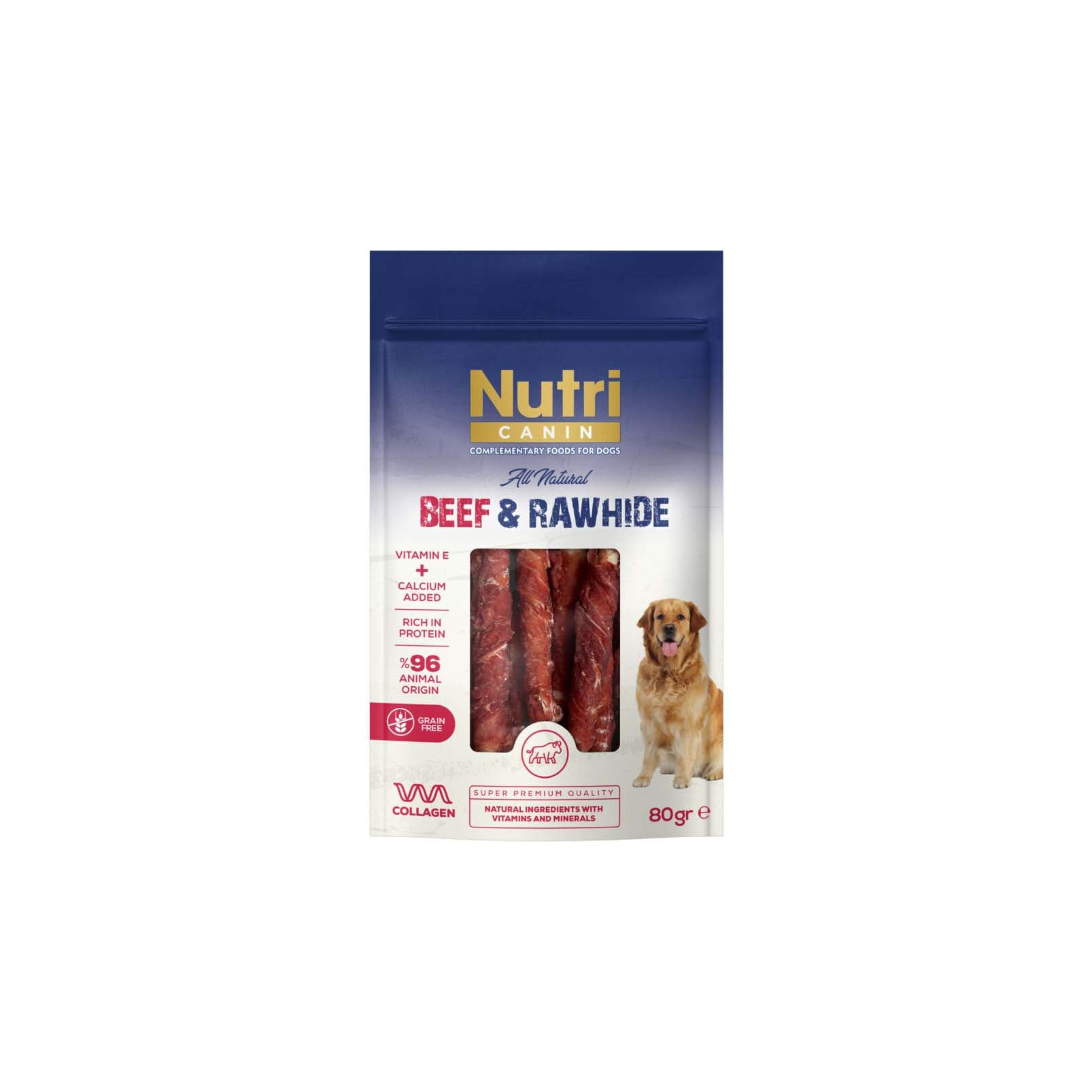 Nutri Canin Beef & Rawhide Sığır Etli Sarılı Kemik Köpek Ödülü 80 Gr