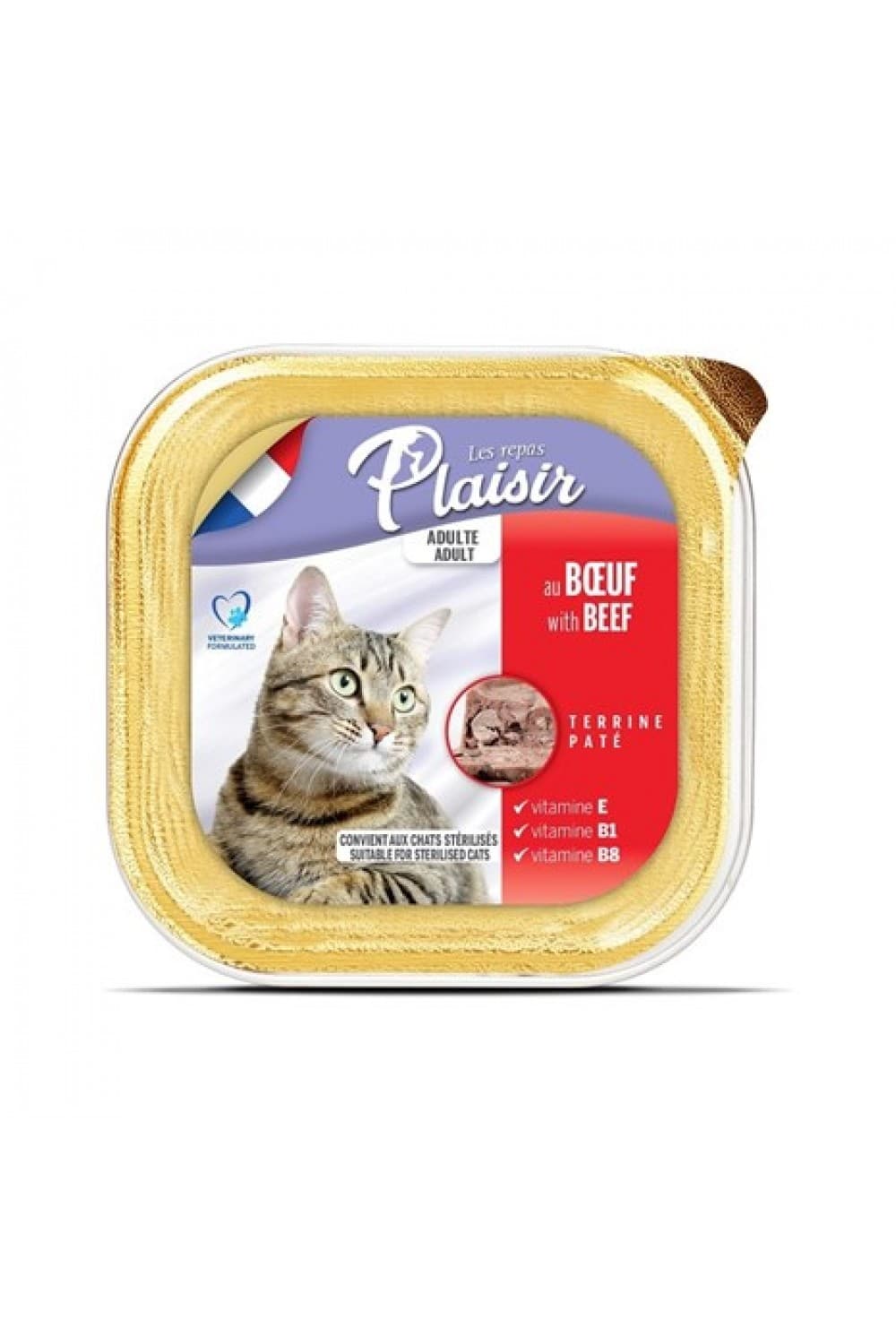 Plaisir Pate Biftekli Yetişkin Kısır Kedi Yaş Maması 100 gr