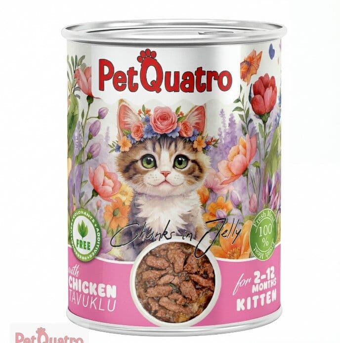 Petquatro Yavru Kedi Konserve Tavuklu 400gr