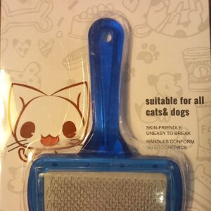 Cleanpet marka mavi şeffaf saplı ince telli kedi ve köpek tüy bakım fırçası ambalajlı görünümü