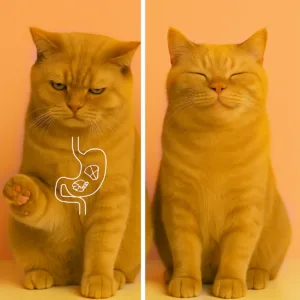 "BioFeline vitamin macunu kullanan sağlıklı, mutlu ve sindirim sorunu yaşamayan kedi temsili görseli."