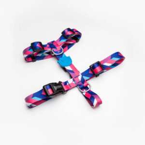 Lindo Dogs Pink Dream Ayarlanabilir H Tipi Köpek Göğüs Tasması - Mavi/Pembe (Small)