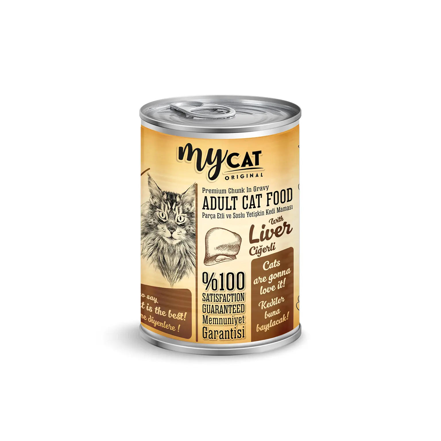 Mycat ciğer parça etli yetişkin kedi konservesi 400gr -2041