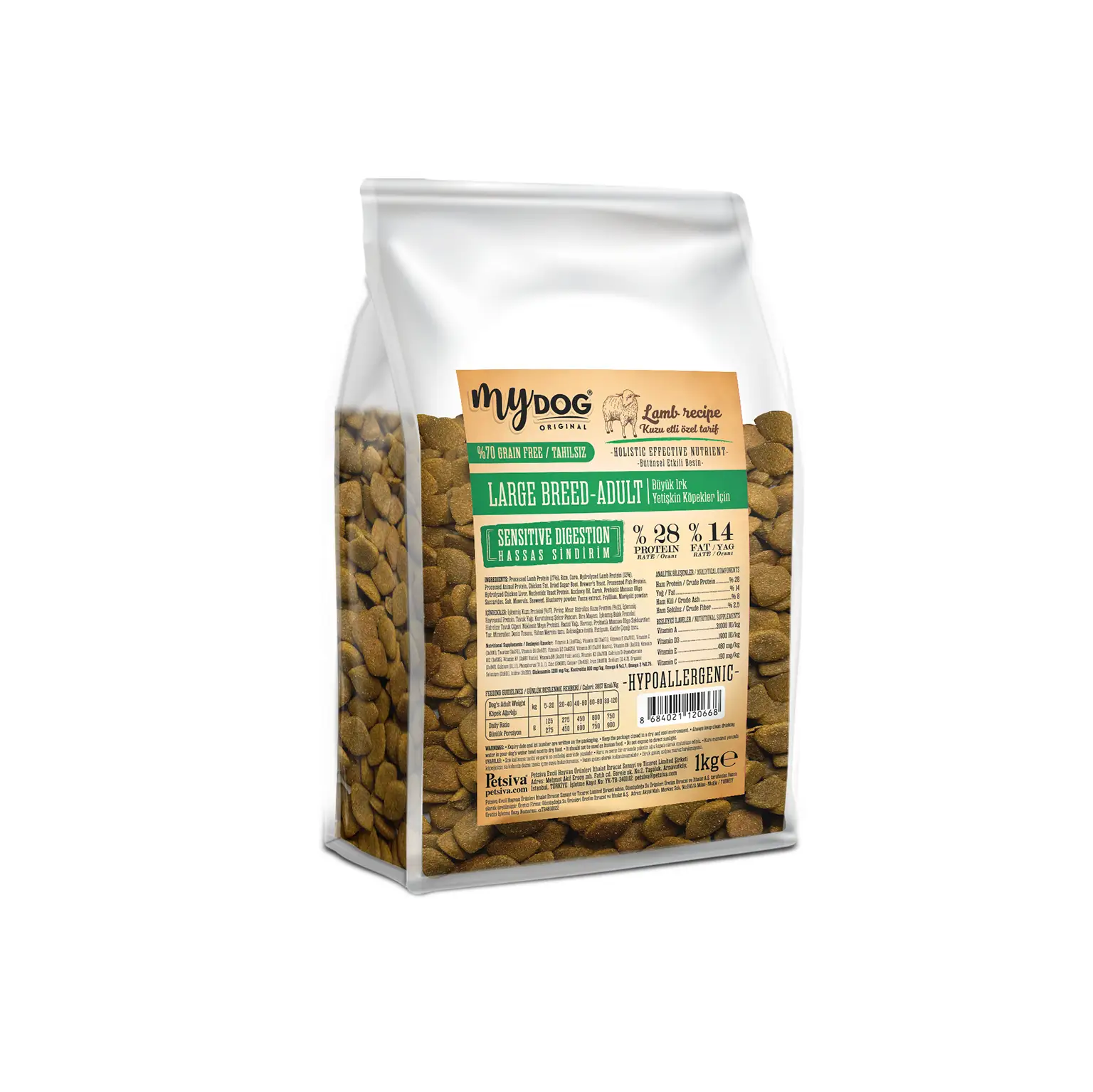 Mydog kuzulu büyük ırk köpek maması 1kg-3053