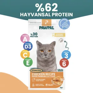 PAWPAL Tavuklu Kısırlaştırılmış Kedi Maması 2 Kg - %62 Hayvansal Protein & L-Karnitin Destekli