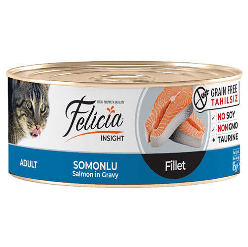2212-Felicia Insight Somon Balıklı Fileto Tahılsız Kedi Konservesi 85 Gr