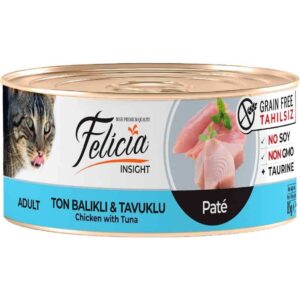Felicia Tahılsız Ton Balıklı Tavuklu Kıyılmış Yaş Kedi Maması 85 gr