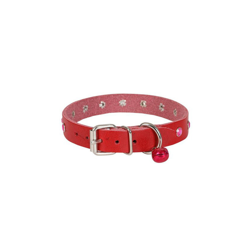 Cattie Gerçek Deriden Taşlı Kedi Boyun Tasması Xlarge Kırmızı 1.5×26-31 Cm–2061.jpg