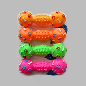 Büyük Boy Sesli Dumbbell Köpek Oyuncağı (Pati ve Kemik Desenli)