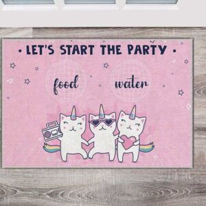 Amerikan Servis Kedi Desenli Yıkanabilir Mama ve Su Kabı Altlığı Paspas 40x60 cm