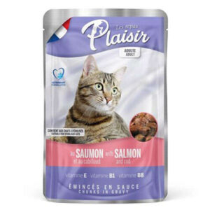 Plaisir Somon ve Morina Balıklı Pouch Yetişkin Kısır Kedi Yaş Maması 100 gr