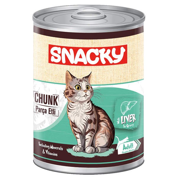 2301-Snacky 400 gr Chunk Konserve Ciğerli Yetişkin Kedi Snacky Chunk Ciğerli Soslu Parça Etli Yetişkin Kedi Konservesi 400 Gr