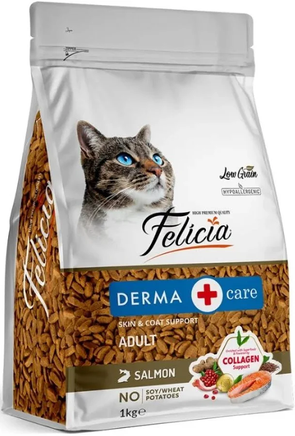 2326-Felicia HypoAllergenic Kolajenli Somonlu Az Tahıllı Yetişkin Kedi Maması 1 KG